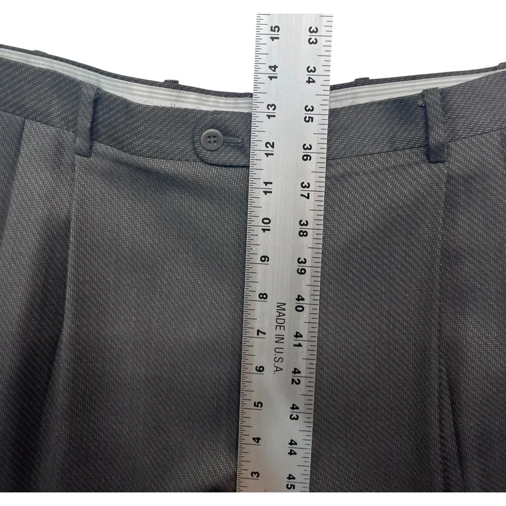 Zanella Italy 36x34 Charcoal Pants Austin Pleated High Waisted Wool Wide Leg